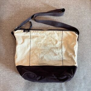 Land’s End Hybrid Two-Tone Canvas Shoulder Bag with Purple Accent